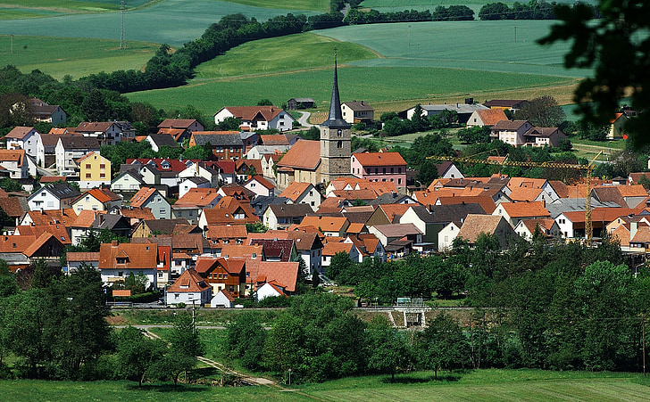 Burglauer, Vokietija, kraštovaizdžio, Miestas, kaimas, medžiai, vaizdingas