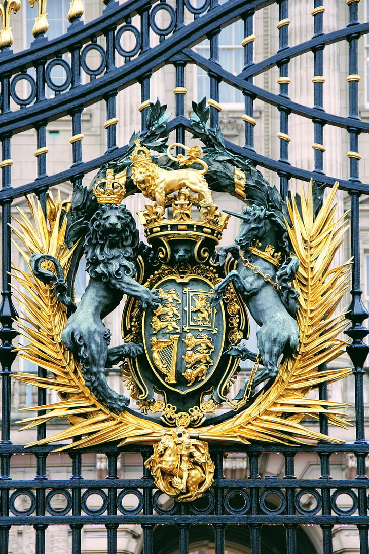 London, Buckingham palace, detaljer, gjerdet, Storbritannia, Palace, gylden