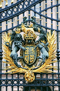 런던, 버킹엄 궁전, 세부 사항, 울타리, 영국, 궁전, 골든