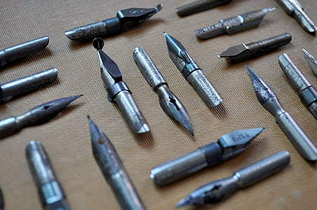 Vintage, Antik, kalem, uç, metal, Önemsiz, bit pazarı