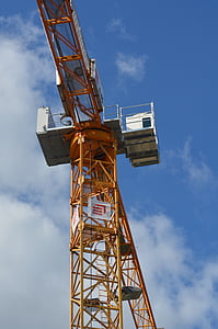 jaucējkrāns, Crane, gaisa, mākoņi, būvniecība, būvniecības nozarē, Crane - celtniecības tehnika