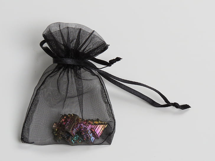 táska, ajándék táska, fekete, gem, ásványi, bizmut, irizáló
