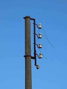 elektrische paal, Elektriciteitsleiding, oude, lichte knippen, huidige, isolator, hemel
