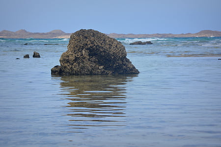 Roca, natura, Mar, reflexió, blau atzur, paisatge, blau
