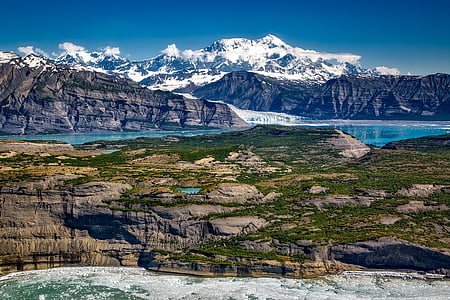 Brdo Sveti Ilija, ledena zaljev, Wrangell, planine, Aljaska, snijeg, LED