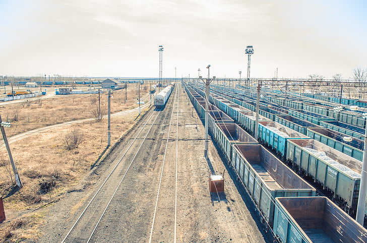 autotraukiniai, vagonai, geležinkelio bėgių, geležinkelio, traukinys, skersinis, Kazachstanas