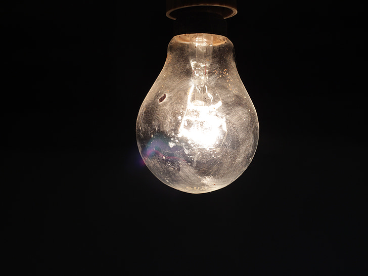 bombilla, luz, electricidad, energía, vidrio, idea, Lámpara