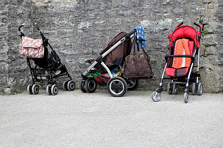 barnvagnar, barn, solen buggy, fordon, ensam, transport, barn