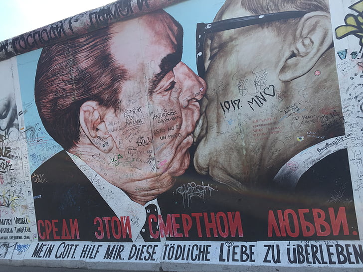 kyss, Berlin, vegg, Berlinmuren, presidenter
