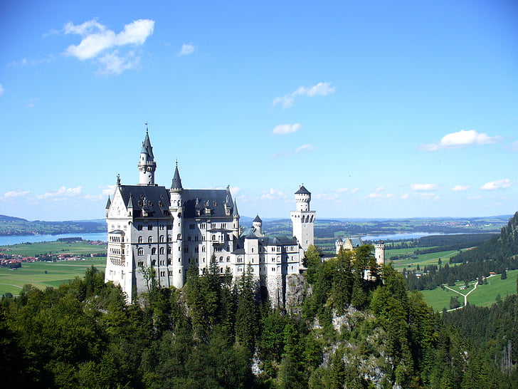 Kristin, slottet, Bayern, Sommer, blå himmel, arkitektur, Fairy castle