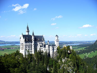 Кристин, замък, Бавария, лято, синьо небе, архитектура, Приказен замък