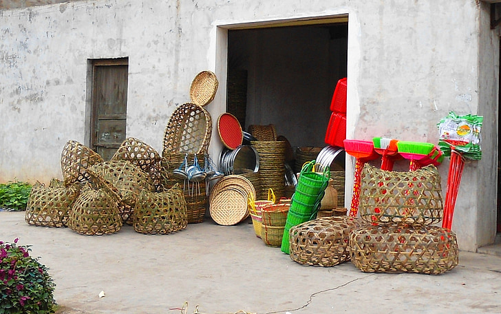 haikou, china, building, structure, baskets, handmade, stacked