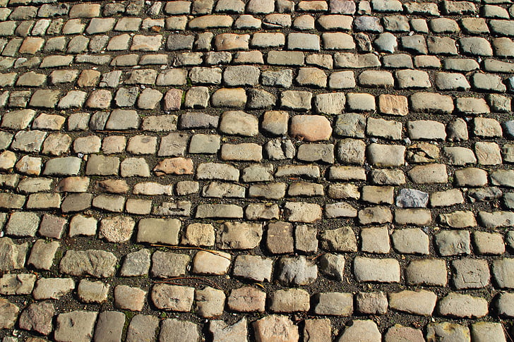 cobblestones, away, patch, paving stones, stones, ground, floor