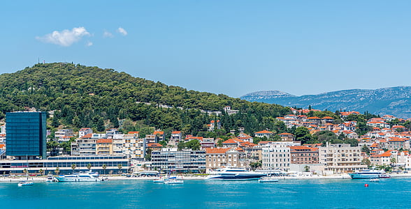 Split, Kroatien, arkitektur, landskap, bergen, Medelhavet, staden