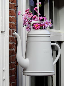 beautiful, ceramic, decoration, flowers, house, outdoors, plant
