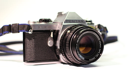 černá, šedá, Pentax, mirrorless, fotoaparát, Foto, detail
