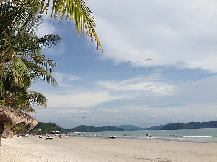 the sea, parachute, hotel, coconut trees, fresh