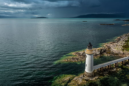 Lighthouse, Skottland, landskap, vatten, Storbritannien, Europa, blå