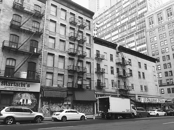 NewYork, Manhattan, fekete-fehér
