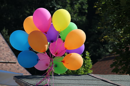 balloner, farve, fest, ballon, multi farvet, sjov, udendørs