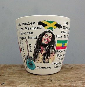 virágcserép, Bob marley, Jamaica, reggae, kupa, pot, pénznem