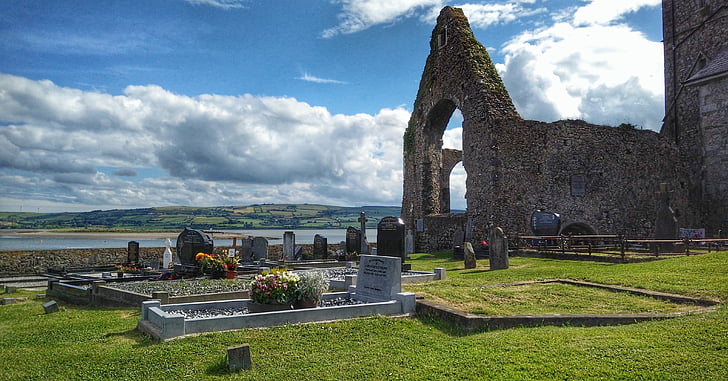 vecais, baznīca, kapsēta, Seaview, Dungarvan, Īrija