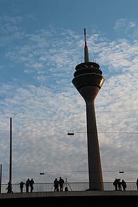 Düsseldorf, radiotårn, Rheinbrücke, tv-tårn