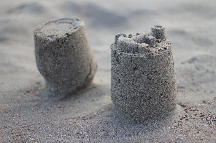 Château de sable, sable, plage, Dim, ensoleillée, Château, été