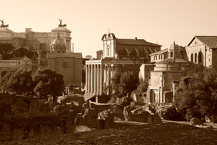 Řím, Fórum, ruiny, starověké, orientační bod, Itálie, Architektura