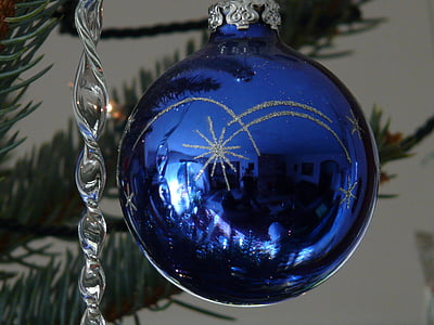 Glaskugel, Kugel, Weihnachtsschmuck, Weihnachtskugel, Weihnachtsbaumschmuck, Blau, Weihnachten