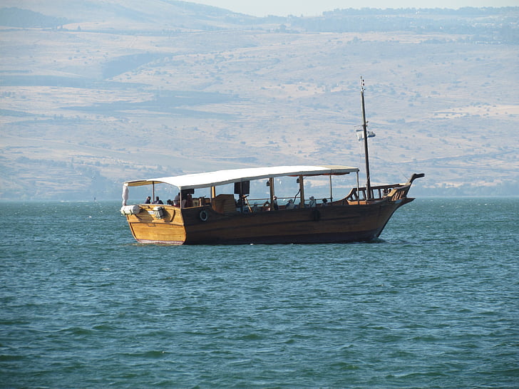 Galilea, båt, Israel, Tiberius, vann, sjøen, Lake