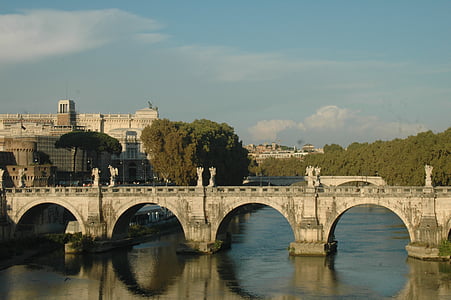 rome, bridge, city, italy, old town, historical, old