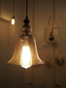 glödlampa, ljus, lykta, dekoration, inomhus, lampan, glas