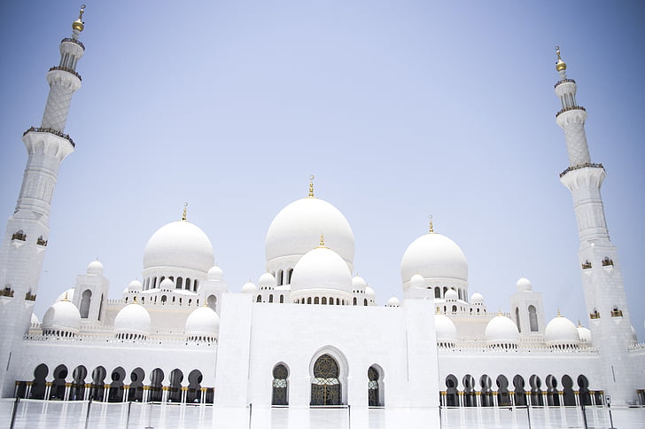 abu dhabi, the grand mosque, white marble