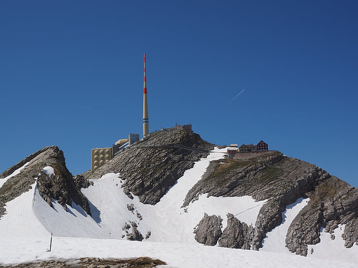 Säntis, hegyi, alpstein, alpesi, hó, svájci Alpokban, Appenzell