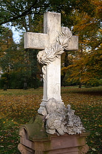 tombstone, cross, grave, old cemetery, ulm, cemetery