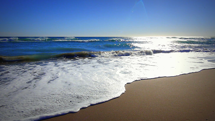 Pantai, laut, pasir, gelombang, cakrawala, alam, Pantai