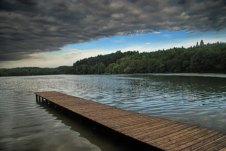 Lacul, Podul, furtuna, peisaj, apa, natura, iaz