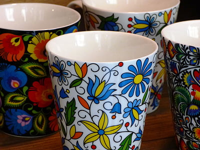 mug, cups, coffee, tea, porcelain, colorful, the drink