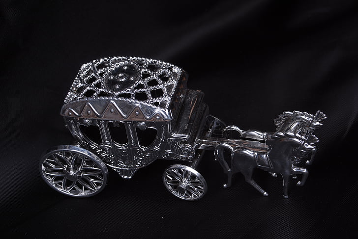carriage, silver, transport, metallic, empty, shiny, toy