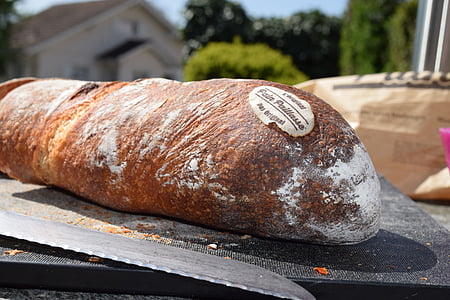 pão, faca de pão, pão de forma, placa de corte, corte o pão, Verão, sol