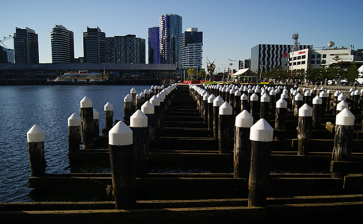 Şehir, Dock, manzarası, Melbourne, Kentsel, su, Waterfront