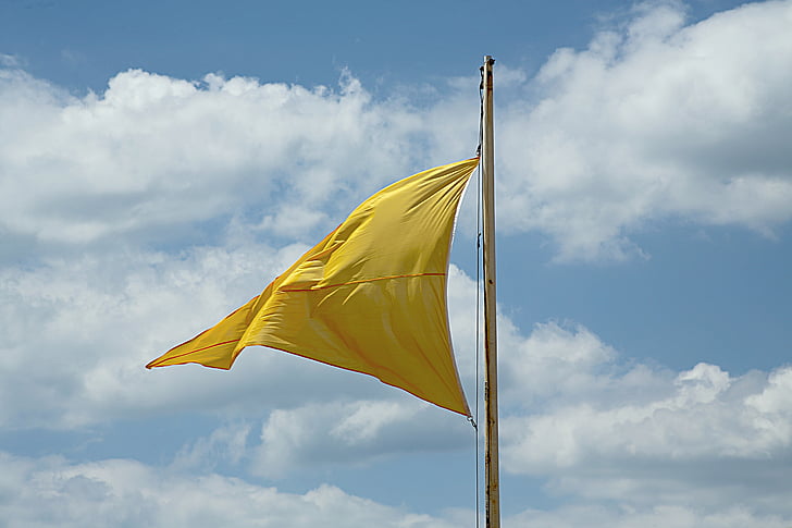 flag, wind, sky, colors, yellow