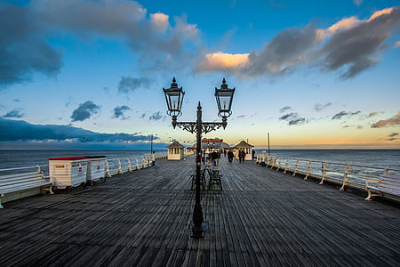 Anglicko, Cromer pier, vo večerných hodinách, Prímorská krajina, more, Pier, Príroda