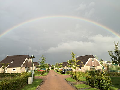 Rainbow, naturen, luft, Bungalow, Orvelte marke, Drenthe, hus