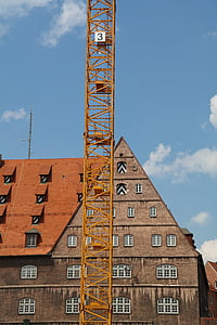 Crane, travaux de construction, Page d’accueil, Ulm, bâtiment de service, police, la police d’ulm