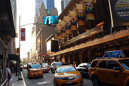 出租车, 时代广场, 纽约城, 城市, 剧院, 市中心, 美国