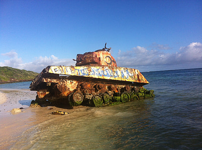 танк, пляж, Пуэрто-Рико, змея, Карибское море, праздник, Голубой