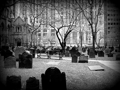 kyrkogården, död, zombie, Horror, liket, dimma, hösten