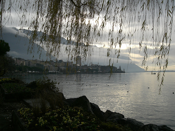 Montreaux, Genèvesjön, sjön leman, Schweiz